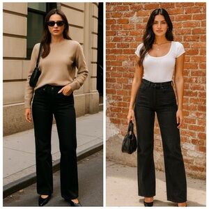 Rag & Bone Alex High Rise Straight Leg Worn Black Coated Jeans Size 28 NWT